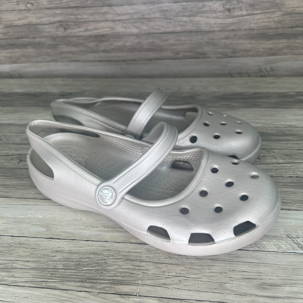 Crocs Shayna Mary Jane Slingback Flat Slip On Platinum Womens 7 - Picture 4 of 8